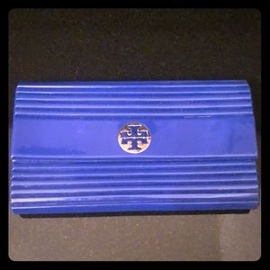 Tory Burch Electric Blue Hardcase Clutch